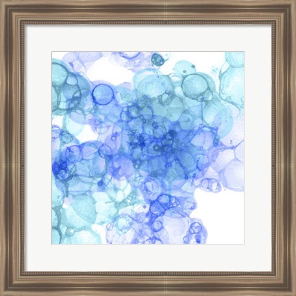 Framed Bubble Square Aqua &amp; Blue II Print