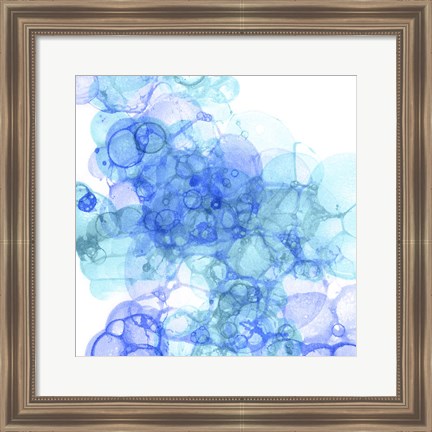 Framed Bubble Square Aqua &amp; Blue III Print