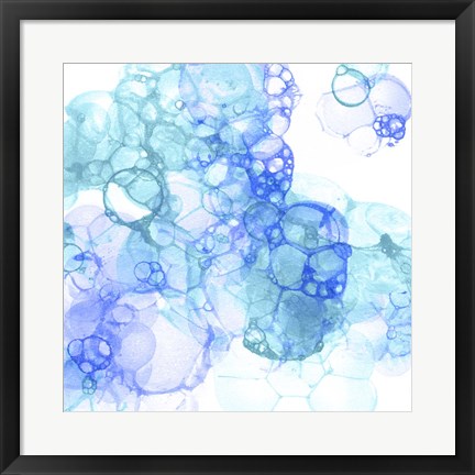 Framed Bubble Square Aqua &amp; Blue IV Print