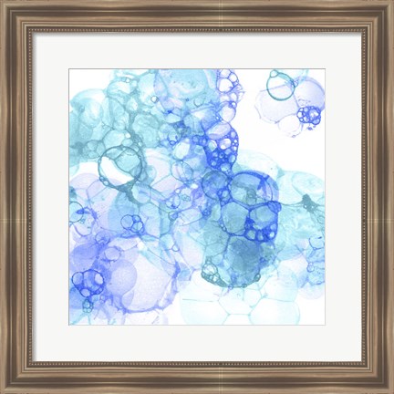 Framed Bubble Square Aqua &amp; Blue IV Print