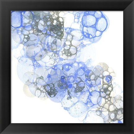 Framed Bubble Square Blue &amp; Grey II Print