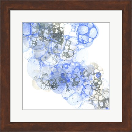 Framed Bubble Square Blue &amp; Grey II Print