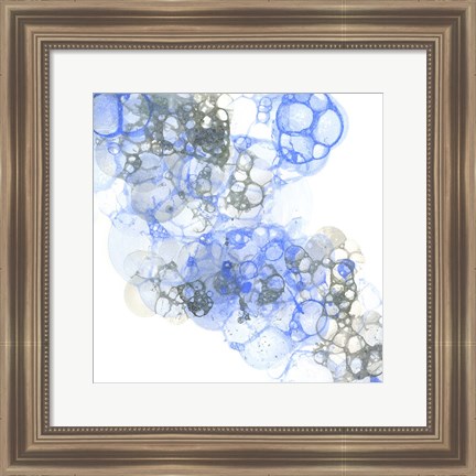 Framed Bubble Square Blue &amp; Grey II Print