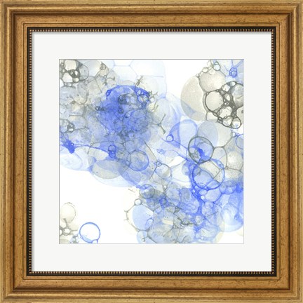 Framed Bubble Square Blue &amp; Grey III Print