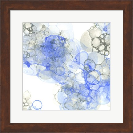 Framed Bubble Square Blue &amp; Grey III Print