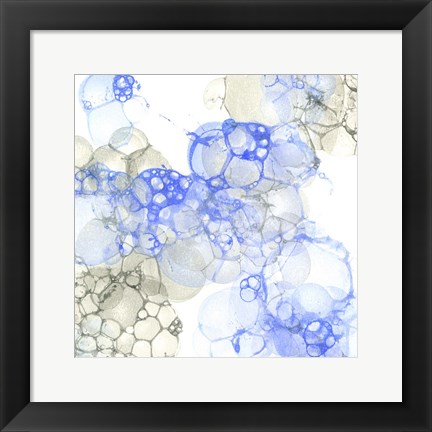 Framed Bubble Square Blue &amp; Grey IV Print