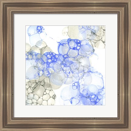 Framed Bubble Square Blue &amp; Grey IV Print