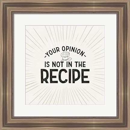 Framed Kitchen Art V-Not in the Recipe Print