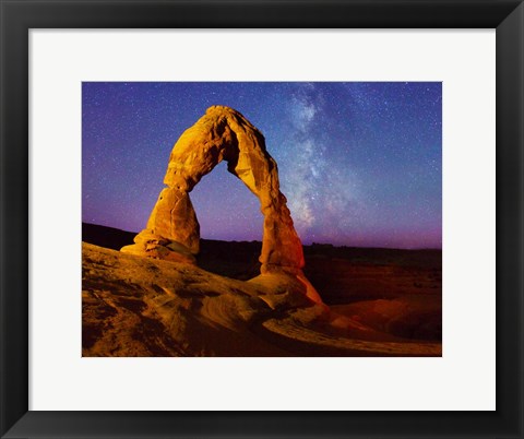 Framed Delicate Arch light painting Milky Way Stars Print