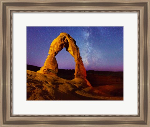 Framed Delicate Arch light painting Milky Way Stars Print