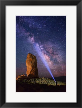 Framed Milky Way behind Chimney Rock Print