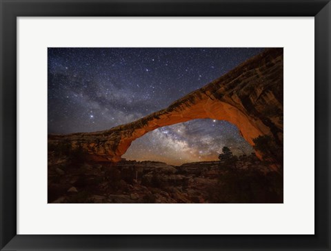 Framed Milky Way behind Owachomo Bridge lite Print