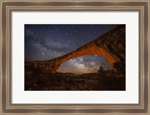 Framed Milky Way behind Owachomo Bridge lite Print