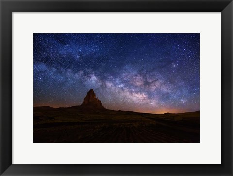 Framed Milky Way over Agathla Peak Print