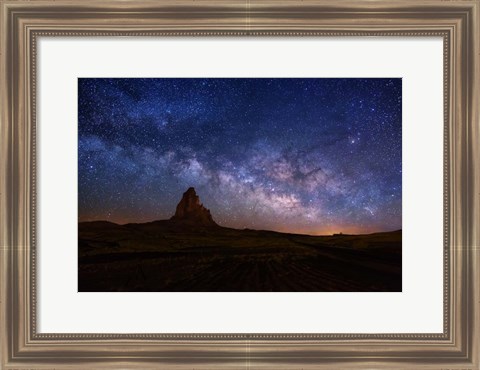 Framed Milky Way over Agathla Peak Print