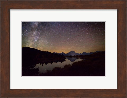 Framed Stars over Tetons at Oxbow Print