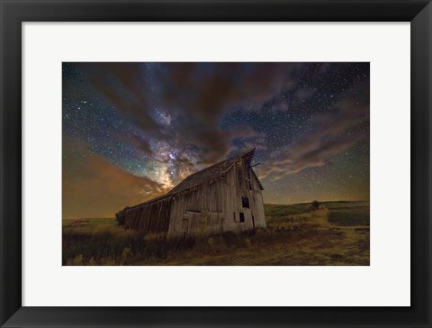 Framed Milky Way Clouds thru Barn at St. Charles Print