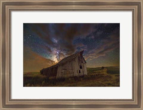 Framed Milky Way Clouds thru Barn at St. Charles Print