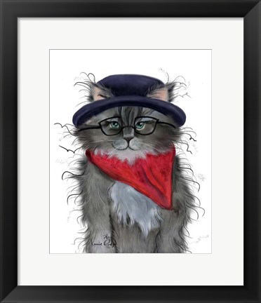 Framed Kitty in a Hat Print