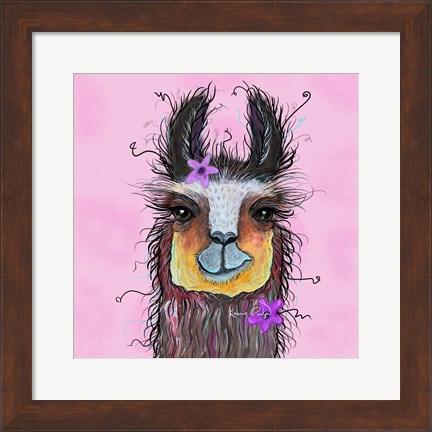 Framed Llama Pink Print