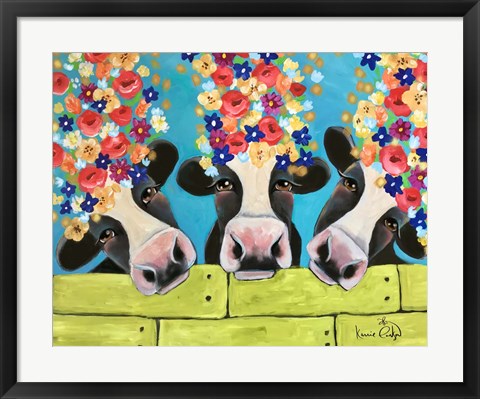 Framed Cows &amp; Flowers Print