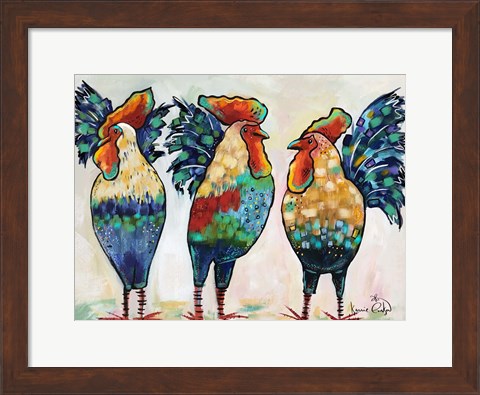 Framed Roosters Print