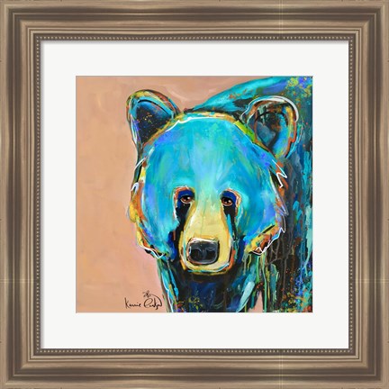 Framed Black Bear on Terra Cotta Print