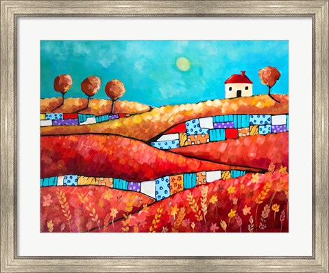 Framed Fields of Golds and Reds Print