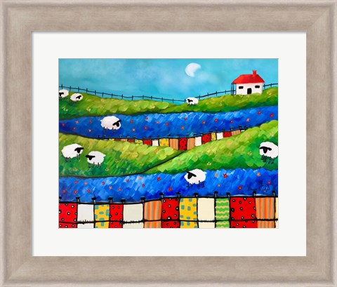 Framed Sheep in Pasture Print