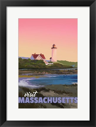 Framed Visit Massachussettes Print