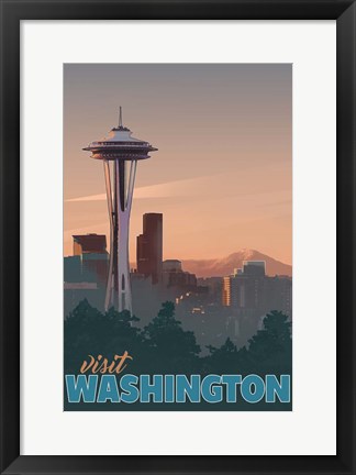 Framed Visit Washington Print