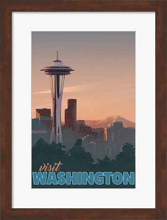 Framed Visit Washington Print