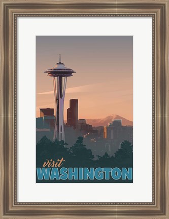 Framed Visit Washington Print