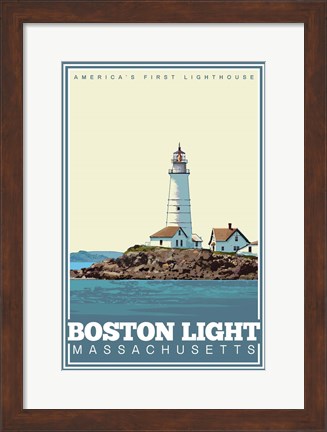 Framed Boston Light Mass Print