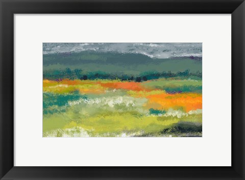 Framed Cloudy Day In The Mountains Print