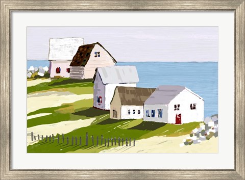 Framed Cottages By The Sea Print