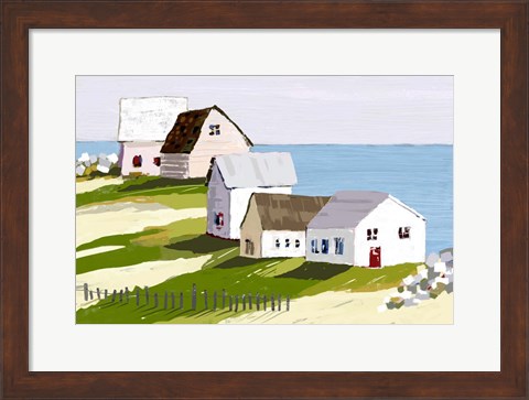 Framed Cottages By The Sea Print