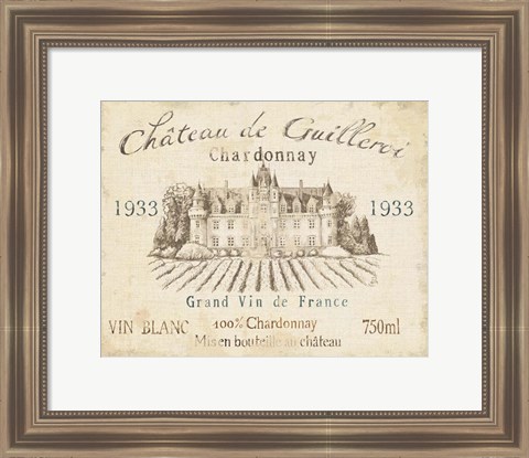 Framed French Wine Label IV Cream Print