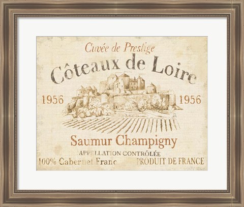 Framed French Wine Label II Cream Print