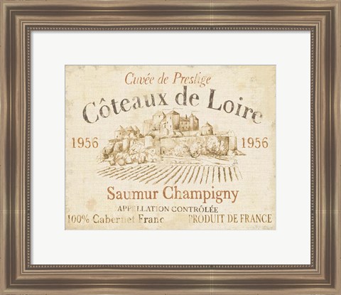 Framed French Wine Label II Cream Print