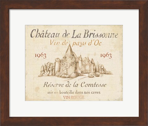 Framed French Wine Label I Cream Print