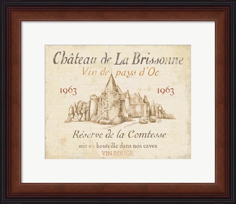 Framed French Wine Label I Cream Print