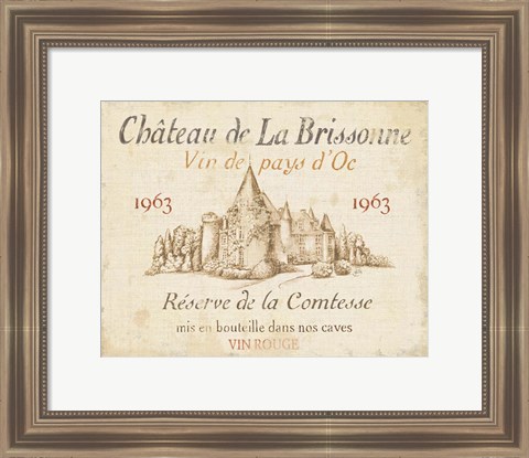 Framed French Wine Label I Cream Print