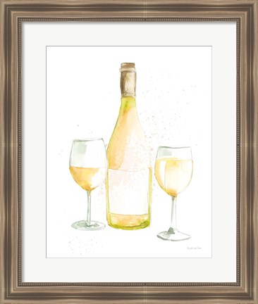 Framed Pop the Cork II White Wine Print