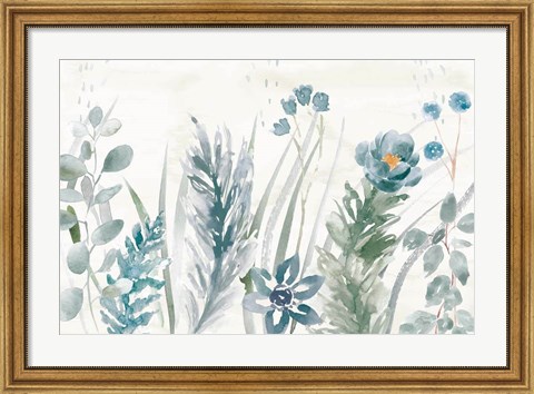 Framed Boho Garden I No Butterflies Blue Print