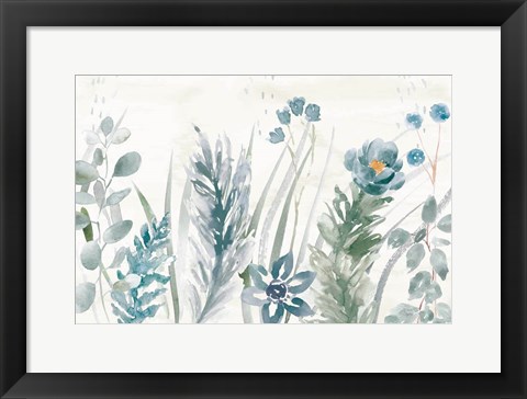 Framed Boho Garden I No Butterflies Blue Print