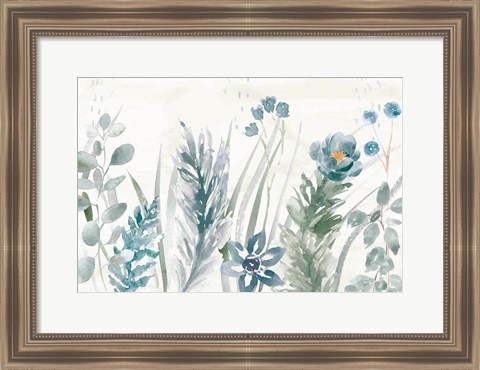 Framed Boho Garden I No Butterflies Blue Print