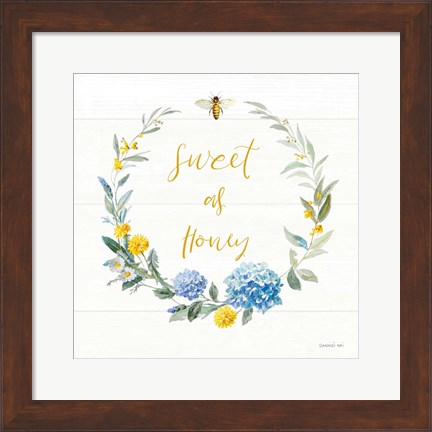 Framed Bees and Blooms - Sweet As Honey Wreath Print