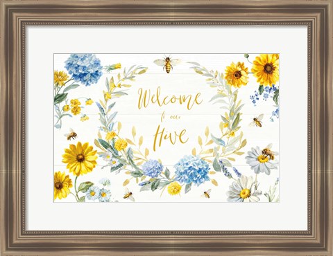 Framed Bees and Blooms Flowers I Print