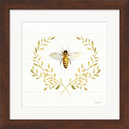 Framed Bees and Blooms Bee Laurel Print